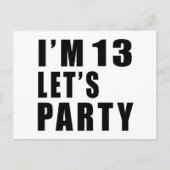 Ik ben 13 Let's Party Uitnodiging Briefkaart (Voorkant)