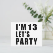 Ik ben 13 Let's Party Uitnodiging Briefkaart (Staand voorkant)