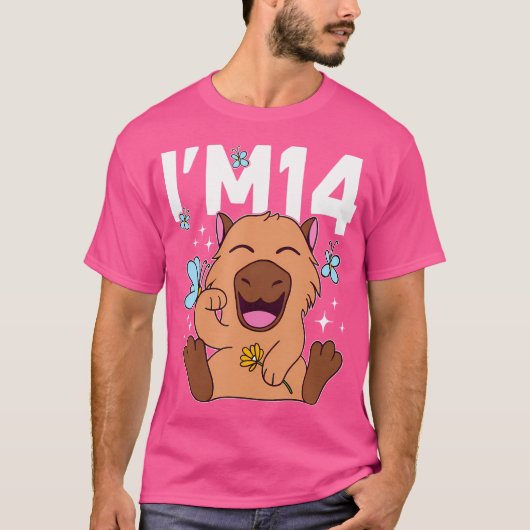 Ik ben 14 Bday Capybara 14th Birthday Capybara T-shirt (Voorkant)