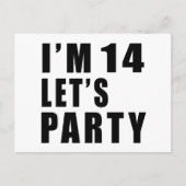 Ik ben 14 Let's Party Uitnodiging Briefkaart (Voorkant)