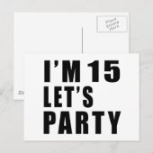 Ik ben 15, laten we feesten uitnodiging briefkaart (Voorkant / Achterkant)