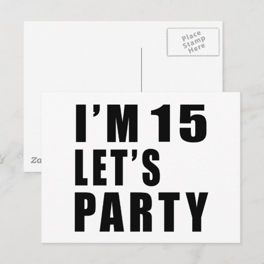 Ik ben 15, laten we feesten uitnodiging briefkaart (Voorkant / Achterkant)