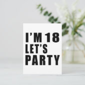 Ik ben 18, laten we feesten uitnodiging briefkaart (Staand voorkant)
