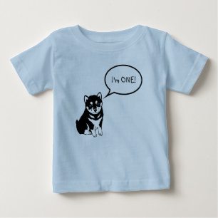 Ik ben 1 Dog Speech Bubble 2 Blue Baby Shirt