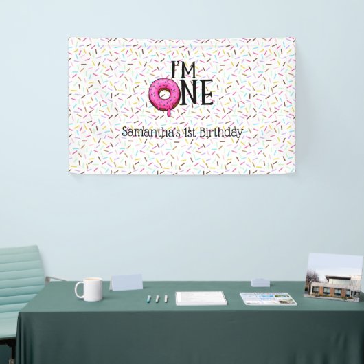 Ik ben 1 Donut 1ste verjaardag Spandoek (Beurs)