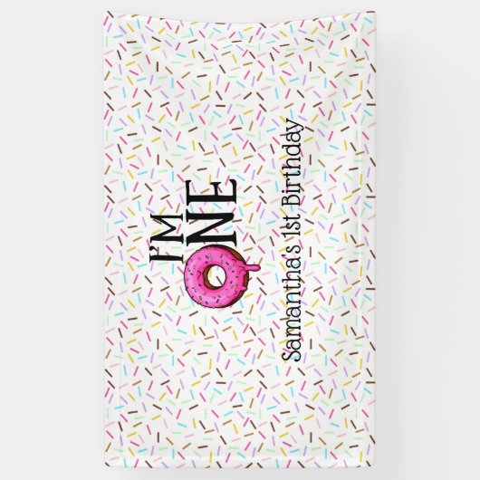 Ik ben 1 Donut 1ste verjaardag Spandoek (Verticaal)