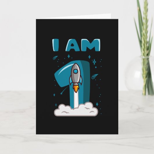 IK BEN 1 JAAR OUD, 1e verjaardag Toddler Space Kaart (Voorkant)