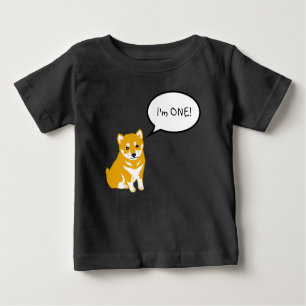 Ik ben 1 Shiba Inu Speech Bubble 2 Zwart Baby T-sh