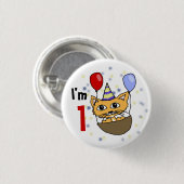 Ik ben 1 verjaardag ronde button 3,2 cm (Voorkant /achterkant)