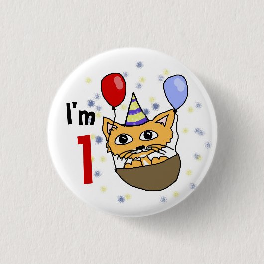 Ik ben 1 verjaardag ronde button 3,2 cm (Voorkant)