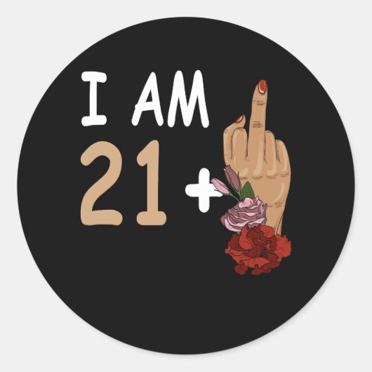 Ik ben 20 plus 1 wijsvinger voor een 22e verjaarda ronde sticker (Voorkant)