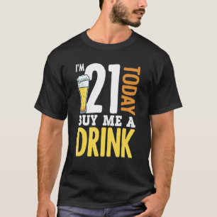 Ik ben 21 vandaag Koop me een Drink Verjaardagsbie T-shirt