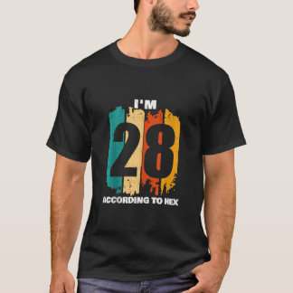 Ik ben 28 Volgens Hex 40th Birthday Wiskunde Teach T-shirt