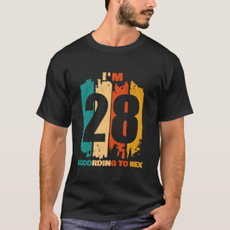 Ik ben 28 Volgens Hex 40th Birthday Wiskunde Teach T-shirt