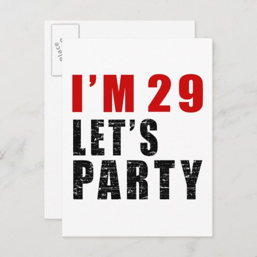 Ik ben 29 Let's Party Uitnodiging Briefkaart (Voorkant / Achterkant)