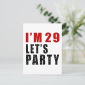 Ik ben 29 Let's Party Uitnodiging Briefkaart (Staand voorkant)