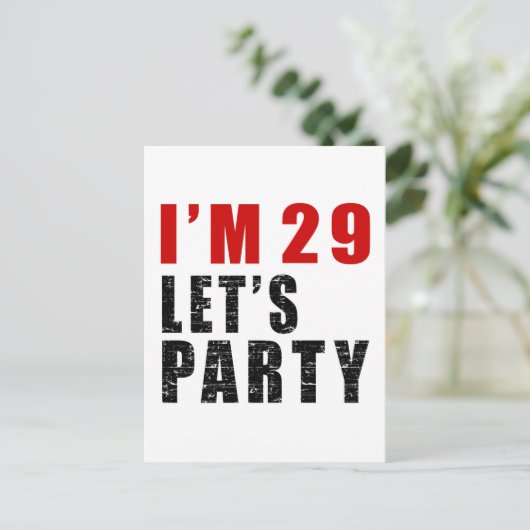 Ik ben 29 Let's Party Uitnodiging Briefkaart (Staand voorkant)