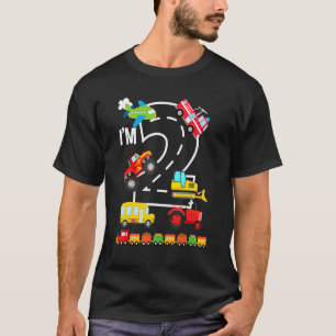 Ik ben 2 2e Verjaardag Vrachtwagens Vervoer T-shirt