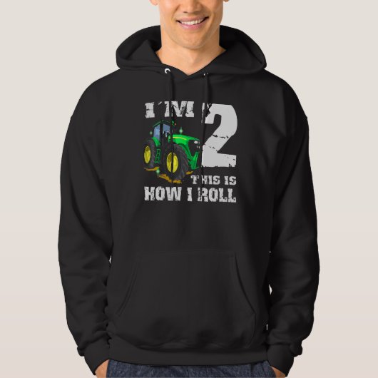 Ik ben 2 Boerderij Barnyard Tractor 2e verjaardag Hoodie (Voorkant)