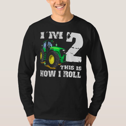 Ik ben 2 Boerderij Barnyard Tractor 2e verjaardag T-shirt (Voorkant)