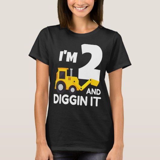 Ik ben 2 en graven van het constructie vrachtwagen t-shirt (Voorkant)