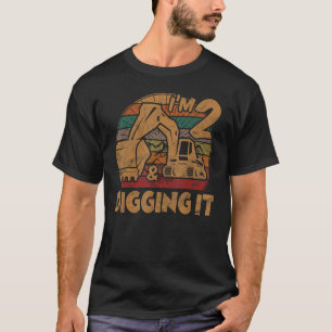 Ik ben 2 jaar oud 2e verjaardag jongen graafmachin t-shirt