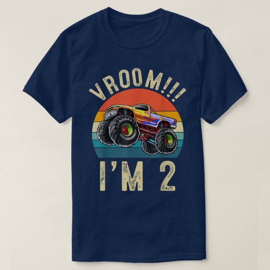 Ik ben 2 jaar oud Vroom 2e verjaardag Truck Car T-shirt (Design voorkant)