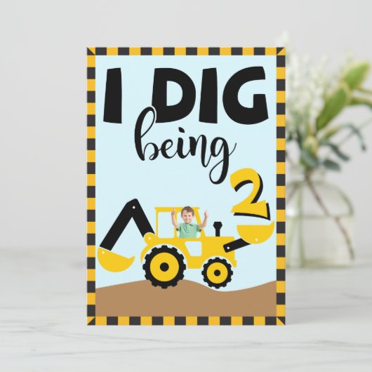 Ik ben 2 jarig in de bouw kaart (Staand voorkant)