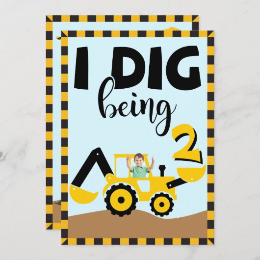 Ik ben 2 jarig in de bouw kaart (Voorkant / Achterkant)
