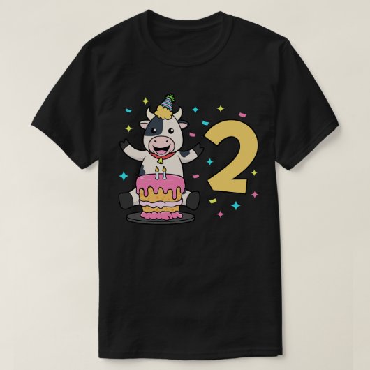 Ik ben 2 met koe kinderen 2 jaar oud t-shirt (Design voorkant)