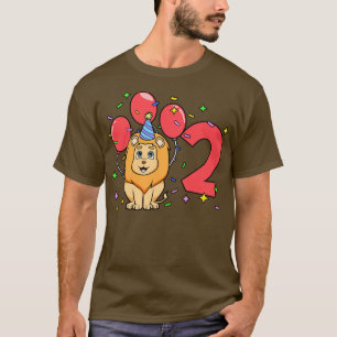 Ik ben 2 met leeuw kinderen verjaardag 2 jaar oud t-shirt