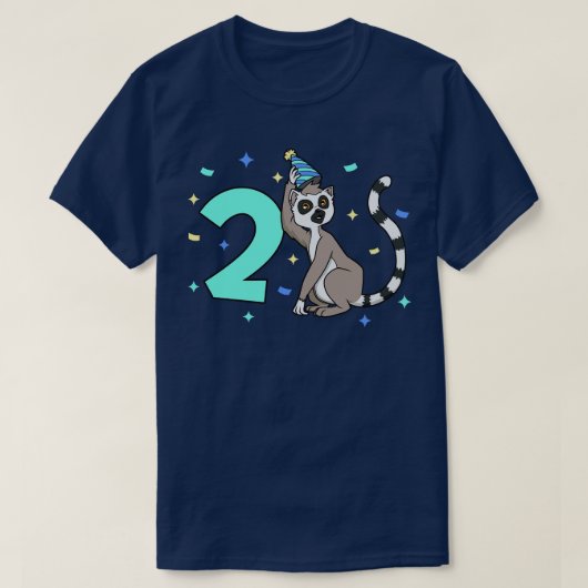 Ik ben 2 met lemur kinderen verjaardag 2 jaar oud t-shirt (Design voorkant)