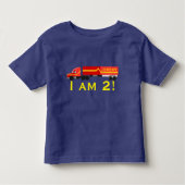 "Ik ben 2!" & naam met rode halve vrachtwagen. Kinder Shirts (Voorkant)