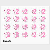 "Ik ben 2" roze en bruine bloemen Ronde Sticker (Vel)