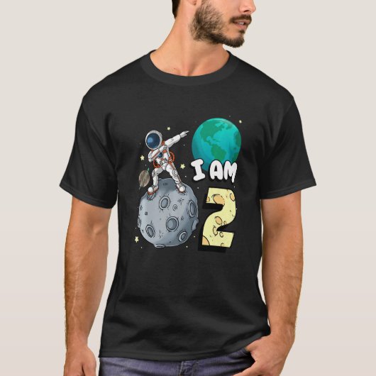 Ik ben 2 ruimteastronaut Kind Moon Walker 2de Birt T-shirt (Voorkant)