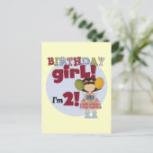 Ik ben 2 Verjaardags Meisje T-shirts en Gifts Briefkaart (Staand voorkant)