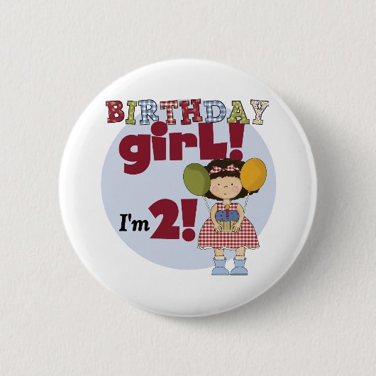 Ik ben 2 Verjaardags Meisje T-shirts en Gifts Ronde Button 5,7 Cm (Voorkant)