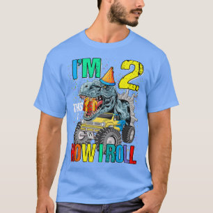 Ik ben 2... zo kan ik Monster Truck Dinosaur rolle T-shirt