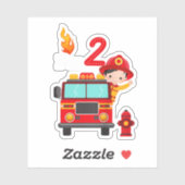 Ik ben 2e verjaardag, jongen Fire Engine Truck Tod Sticker (Vel)
