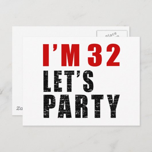 Ik ben 32 Laten we feesten Uitnodiging Briefkaart (Voorkant / Achterkant)