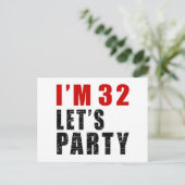 Ik ben 32 Laten we feesten Uitnodiging Briefkaart (Staand voorkant)