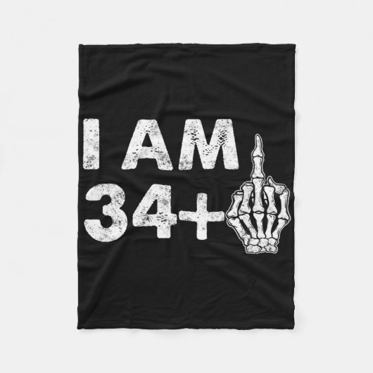 Ik ben 35 jaar oud Funny Skeleton Middle Finger 35 Fleece Deken (Voorkant)