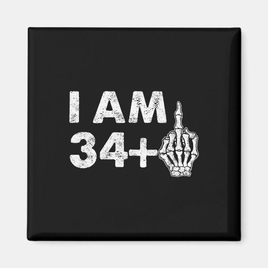 Ik ben 35 jaar oud Funny Skeleton Middle Finger 35 Magneet (Voorkant)