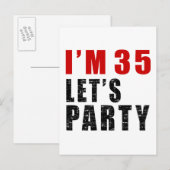 Ik ben 35 Let's Party Uitnodiging Briefkaart (Voorkant / Achterkant)