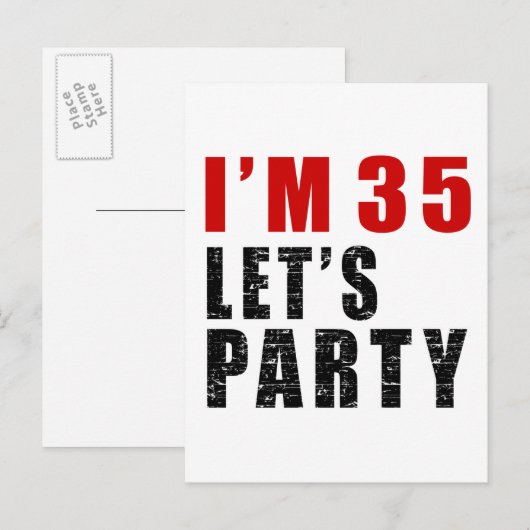 Ik ben 35 Let's Party Uitnodiging Briefkaart (Voorkant / Achterkant)