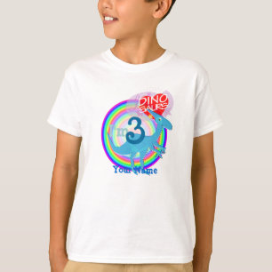 Ik ben 3 - 3e verjaardag Blue Dinosaur Name T-Shir T-shirt