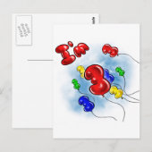Ik ben 3! Ballonnen Briefkaart (Voorkant / Achterkant)