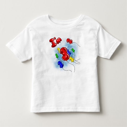 Ik ben 3! Ballonnen Kinder Shirts (Voorkant)