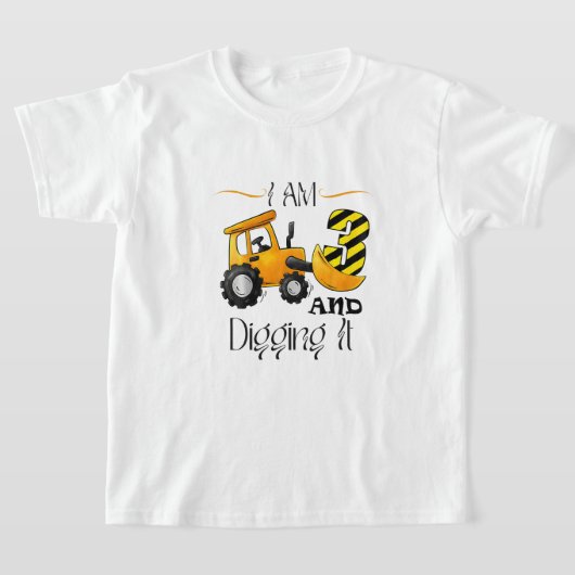 Ik ben 3 en graven het 3e verjaardag Constructi T-shirt (Laagn)