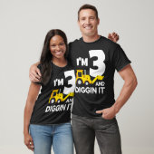 Ik ben 3 en graven het bouwwagen graafmachine t-shirt (Unisex)